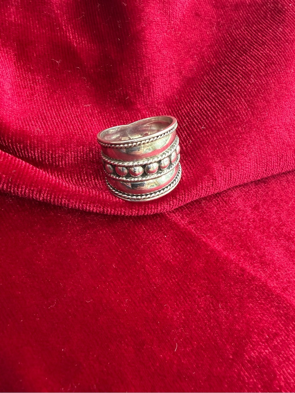 Vintage 925 Sterling Silver Wide Band Bali Ring
